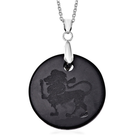 LEO Zodiac Pendant ✦ 24.20 CTW Shungite ✦ 925 Sterling Silver 18" Princess Chain - Picture 1 of 8